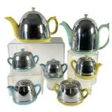 Vintage English Chrome Lidded Teapots, 7pcs