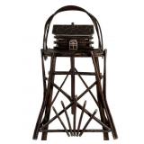 Primitive Folk Art Log Cabin Smoke Stand