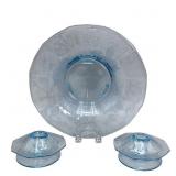 Fostoria Versailles Azure Blue Console Set