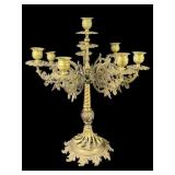 Early Ornate Brass Candelabra with 8 Cups