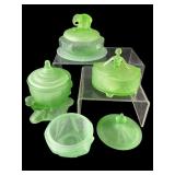 Uranium and Green Glass Powder Jar Collection