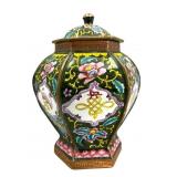 Vintage Hexagonal Chinese Cloisonné Jar