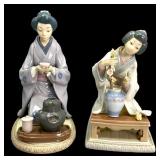Lladro Porcelain Geisha Figurines