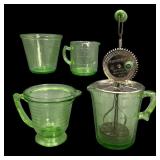 Uranium Glass Measuring Cups with A Beater Top
