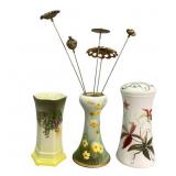 Three Early Porcelain Hat Pin Holders