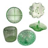 Uranium Glass Dish Collection, 5 Pieces