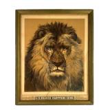 Framed Lion Lithograph, U.S. Branch Hartford