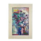Charles Frith 'Blue Vase' Oil on Door Panel
