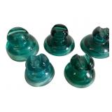 5 Aqua Blue/Green Glass Insulators