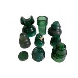 9 Emerald Green Glass Electrical Insulator