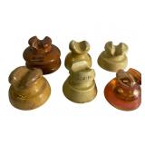 5 Porcelain + 1 Pyrex Insulators Assortment