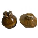 2 Large Brown Porcelain Insulators