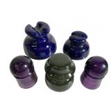5 Porcelain Ceramic and Glass Insulators Incl. Pur