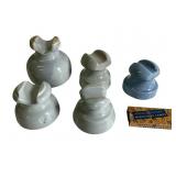 5 Gray Porcelain Insulators & 1 GE Mini