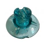 Aqua Blue Glass Insulator, 5 x 6.5 Inches