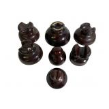 7 Large Dark Brown Porcelain Insulators