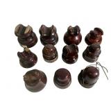 11 Brown Porcelain/Ceramic Insulators, Assort