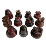 11 Brown Porcelain Insulators with Marks