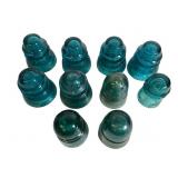 10 Glass Insulators Including -1884