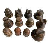 12 Porcelain Brooksfield & Other Insulators, Assor