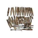 Large Lot Wooden and Metal Threaded Dowels