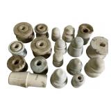 18 Porcelain Insulators, Cream/White, Various