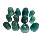 12 Aqua Glass Insulators, Multi-Maker