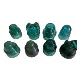 8 Aqua Glass Insulators Assorted Maker
