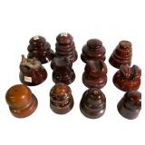 12 Brown Porcelain Insulators