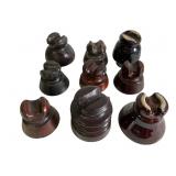 9 Dark Brown Porcelain Insulators