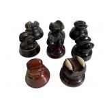 8 Dark Brown VF Porcelain/Ceramic Insulators