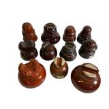 11 Light and Dark Brown Porcelain Insulators