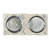 Mexico One Peso Coins 1947 and 1965