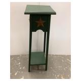Green Painted Wood Pedestal with Metal Stars