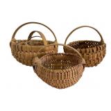 Five Hand Woven Split Oak Melon Baskets
