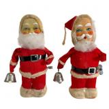 Two Vintage Ringing Bell Santas