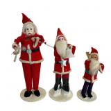 3 Vtg Celluloid & Paper Face Belsnickel Santas