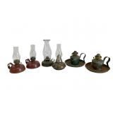 Six Vintage Oil Lamps