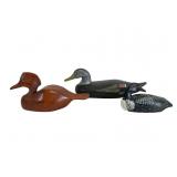 Three Wooden Duck Figures