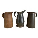 3 Tin Oil & Water Pitchers