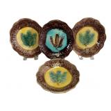 Four Majolica Fern Bowls