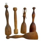 5 Primitive Wooden Mashers