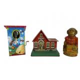 Three Tin Litho Coin Banks, Chein and LBZ