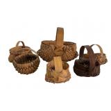Six Handwoven Buttocks & Melon Baskets