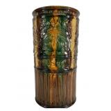 Green & Brown Glazed Majolica Umbrella Stand