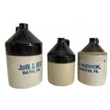 Three Stoneware Jugs Including John G. Best and A.