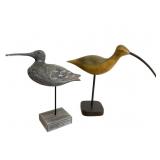 2 Carved Wooden Shorebirds