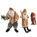Three Vintage Clay Face Belsnickel Santas