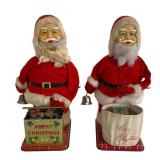 2 Vintage Mechanical Bell-Ringing Santa
