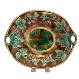 Majolica Bread Platter with Double Handles
